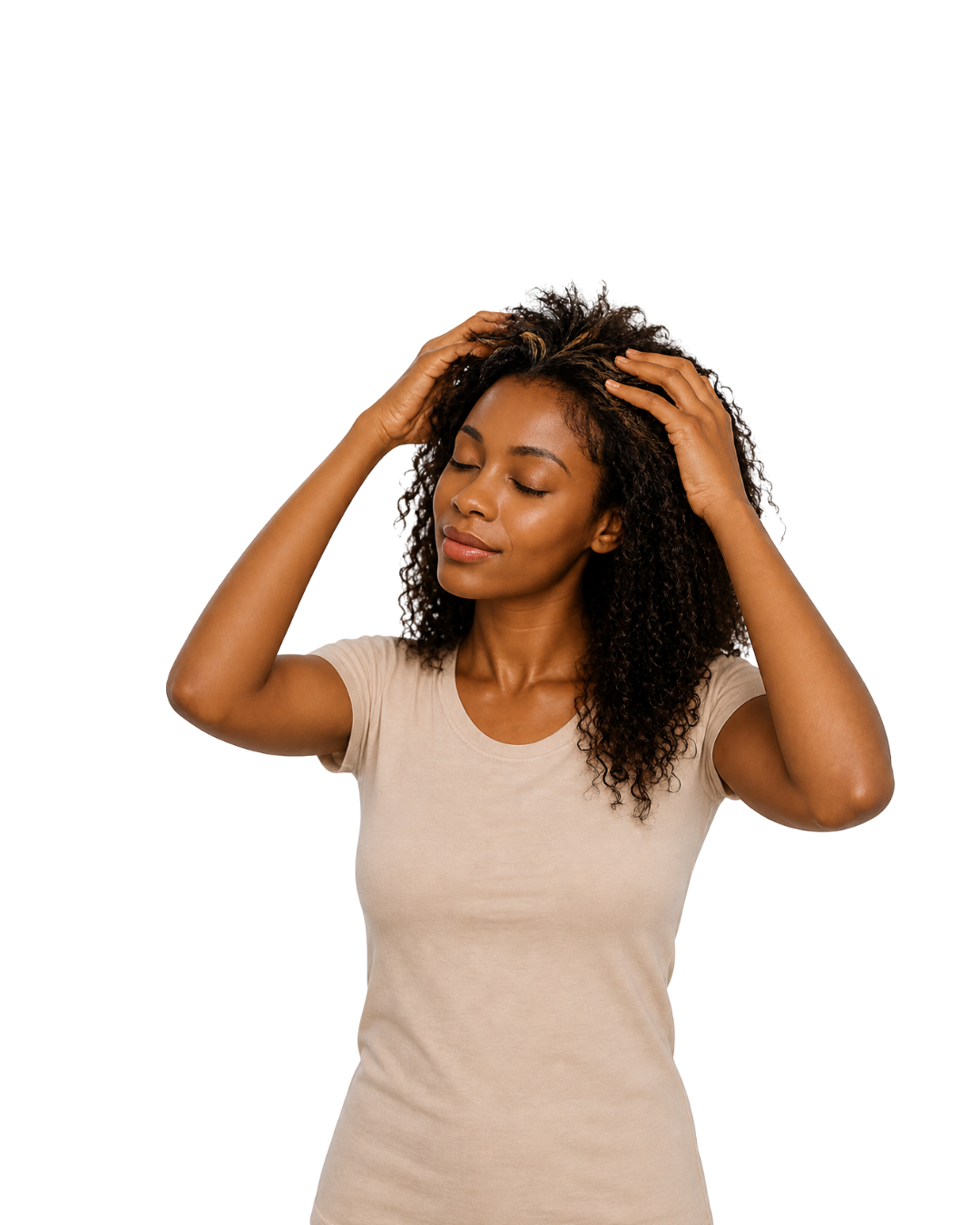 Woman massaging scalp
